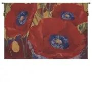 Three Poppies Belgian Tapestry - 33 in. x 20 in. Cotton/Viscose/Polyester by Charlotte Home Furnishings