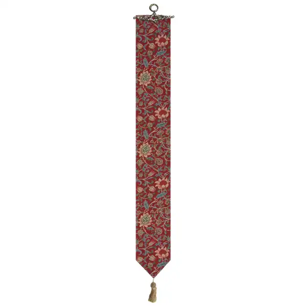 Fleurs De Morris (Red) I Tapestry Bell Pull - 6 in. x 42 in. Cotton/Viscose/Polyester by William Morris