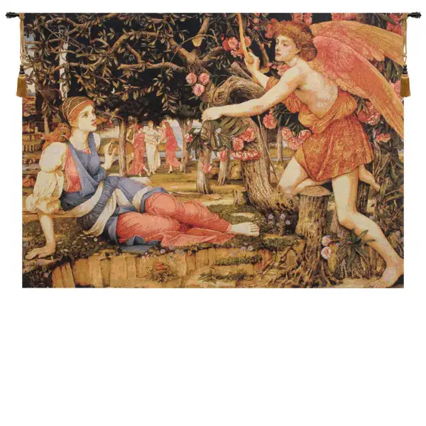 Love And The Maiden Stanhope Belgian Tapestry Wall Hanging - 50 in. x 38 in. Cotton/Viscose/Polyester by John Roddam Spencer Stanhope