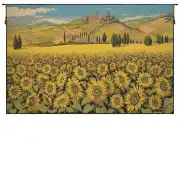 Tuscan Sunflower Landscape Italian Tapestry