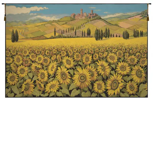 Tuscan Sunflower Landscape Italian Tapestry - 52 in. x 34 in. Cotton/Viscose/Polyester by Alberto Passini