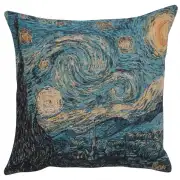 Van Gogh's Starry Night Large Belgian Cushion Cover - 18 in. x 18 in. Cotton/Viscose/Polyester by Vincent Van Gogh