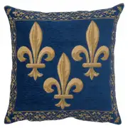 Fleur de Lys Blue II Velvet Background European Cushion Cover