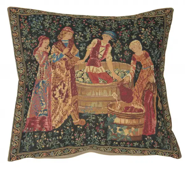 The Wine Press II Belgian Cushion Cover - 18 in. x 18 in. Cotton/Viscose/Polyester by Charlotte Home Furnishings