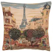 Eiffel Tower In Paris I Belgian Cushion Cover - 18 in. x 18 in. Cotton/Viscose/Polyester by Charlotte Home Furnishings