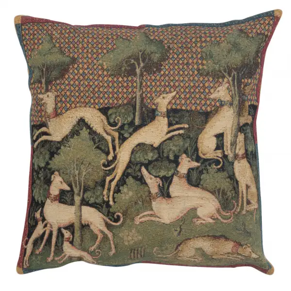 Medieval Dogs Belgian Cushion Cover - 18 in. x 18 in. Cotton/Viscose/Polyester by Charlotte Home Furnishings