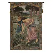 Gathering Rose Buds Italian Tapestry - 36 in. x 54 in. AViscose/polyesterampacrylic by John William Waterhouse