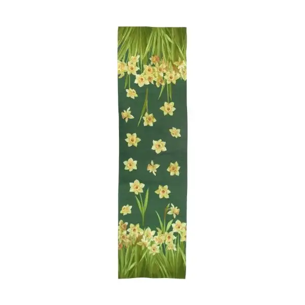 Daffodils Dark Green French Table Mat - 19 in. x 71 in. Cotton by Charlotte Home Furnishings