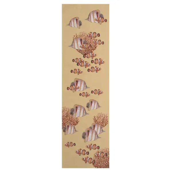 Exotic Fish Yellow French Table Mat - 19 in. x 71 in. Cotton by Charlotte Home Furnishings