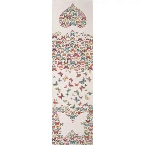 Butterflies White French Tapestry Table Runner