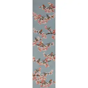 Passerines Branch Blue French Table Mat - 19 in. x 71 in. Cotton by Charlotte Home Furnishings Inc