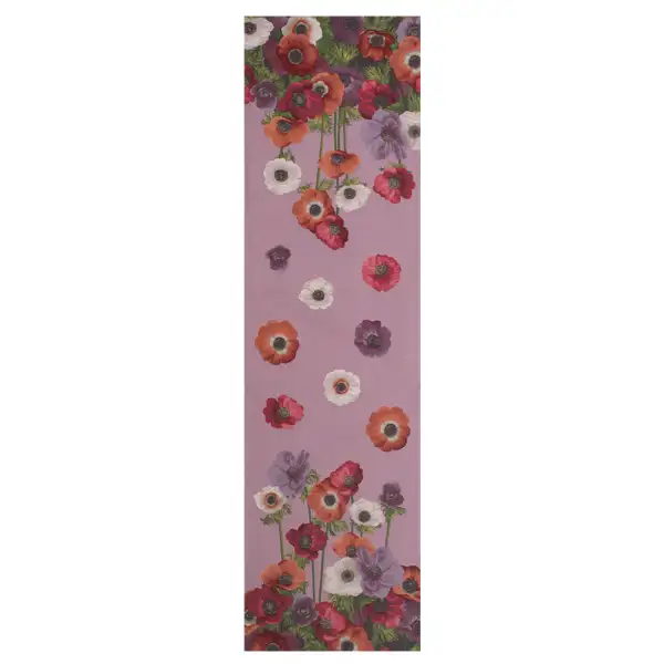 Anemones Pink French Table Mat - 19 in. x 71 in. Cotton by Charlotte Home Furnishings