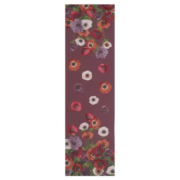 Anemones Purple French Table Mat - 19 in. x 71 in. Cotton by Charlotte Home Furnishings