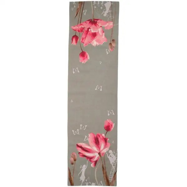 Tulip Gray  French Tapestry Table Runner