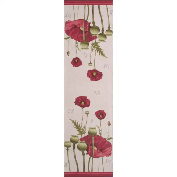Poppy White  French Tapestry Table Runner