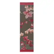 Pink Orchids Grey French Tapestry Table Runner