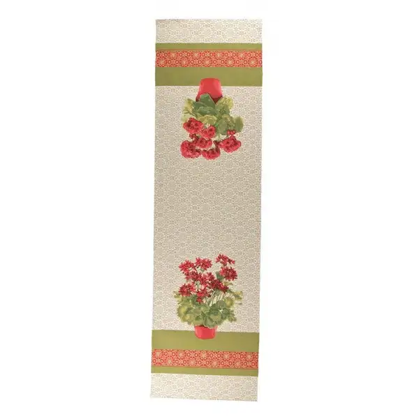 Geranium Red  French Tapestry Table Runner