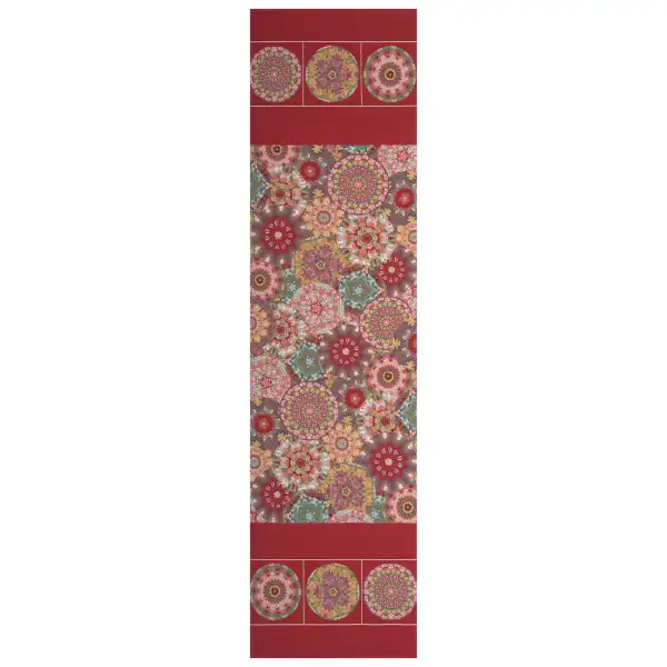 Kaleidoscope Red French Table Mat - 19 in. x 71 in. Cotton by Charlotte Home Furnishings