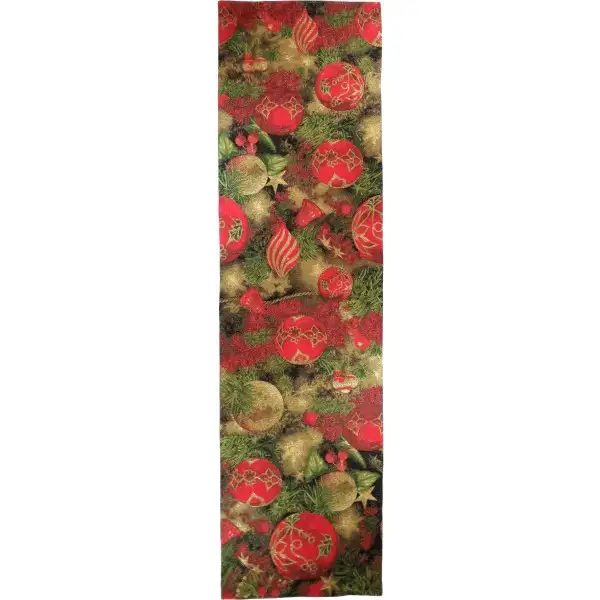 Christmas Ornament Red  French Tapestry Table Runner