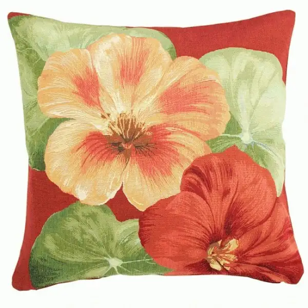 Nasturtium 2 Red  Cushion