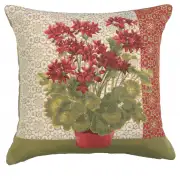 Geranium I Red Decorative Tapestry Pillow