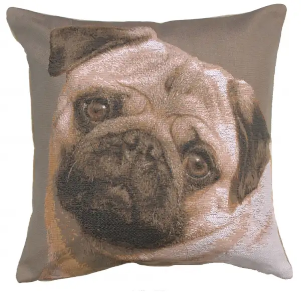 Pugs Face Grey  French Tapestry Cushion