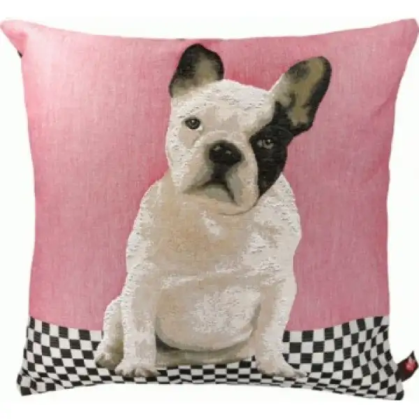 Dog Sitting Sideways Pink  French Tapestry Cushion