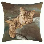 Sleeping Cat Blue 1 French Couch Cushion
