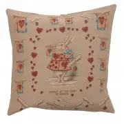 Heart Rabbit Alice In Wonderland Cushion - 19 in. x 19 in. Cotton by John Tenniel