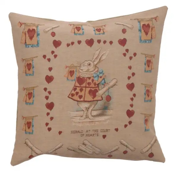 Heart Rabbit Alice In Wonderland Cushion - 19 in. x 19 in. Cotton by John Tenniel