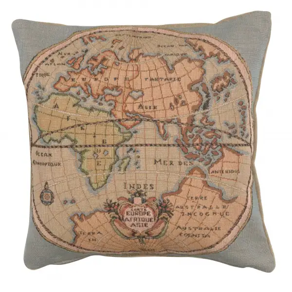 Map of Europe Asia and Africa French Tapestry Cushion