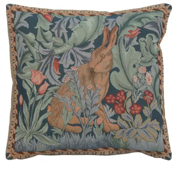 C Charlotte Home Furnishings Inc Rabbit As William Morris Right Small French Tapestry Cushion - 14 in. x 14 in. Cotton by William Morris