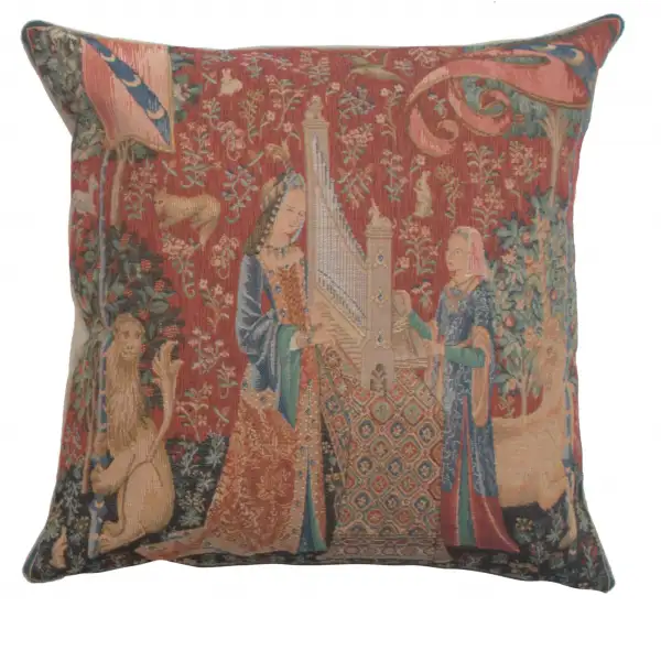 The Hearing  I Small French Tapestry Cushion