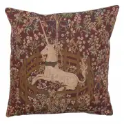 Licorne Captive In Red French Couch Cushion