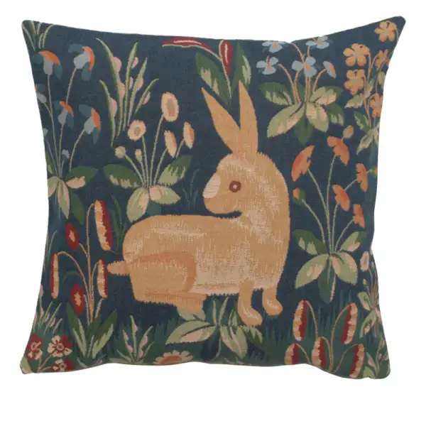 Rabbit in Blue II French Tapestry Cushion