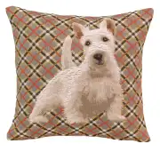 White Scottish Dog Decorative Tapestry Pillow