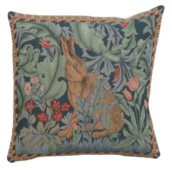 C Charlotte Home Furnishings Inc Rabbit As William Morris Left Large French Tapestry Cushion - 19 in. x 19 in. Cotton by William Morris