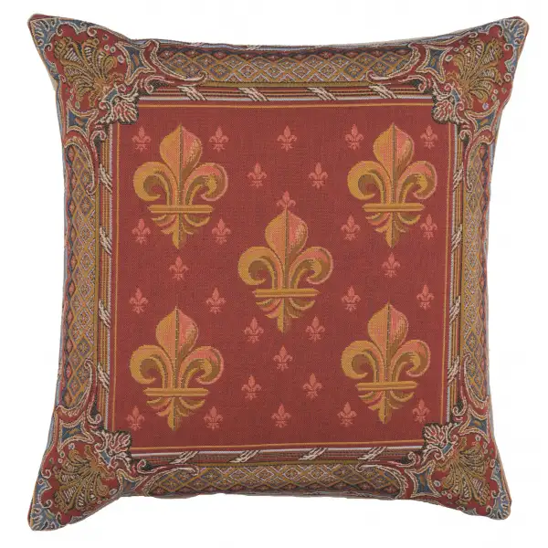 Lys Flower In Red I Cushion - 19 in. x 19 in. Cotton by Charlotte Home Furnishings