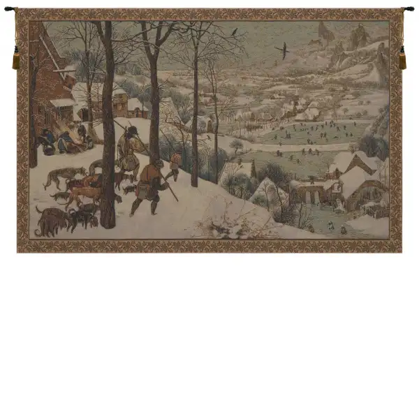 Hunters in the Snow Belgian Tapestry Wall Hanging