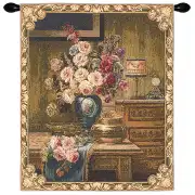 Setting With Roses Belgian Tapestry Wall Hanging