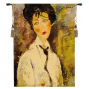Woman With a Black Tie Belgian Wall Tapestry