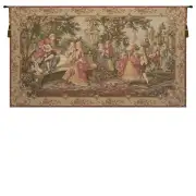 Society In The Park Left Belgian Tapestry Wall Hanging - 46 in. x 26 in. by Francois Boucher