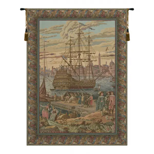 The Galleon I Italian Tapestry - 34 in. x 45 in. Cotton/Viscose/Polyester by Francesco Guardi