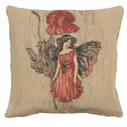 C Charlotte Home Furnishings Inc Poppy Fairy Cicely Mary Barker I European Cushion Cover - 18 in. x 18 in. Cotton by Cicely Mary Barker