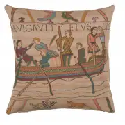 Bayeux L'Embarquement French Tapestry Cushion