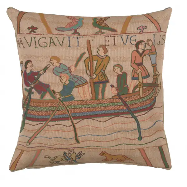 Bayeux L'Embarquement Cushion - 19 in. x 19 in. Cotton by Charlotte Home Furnishings