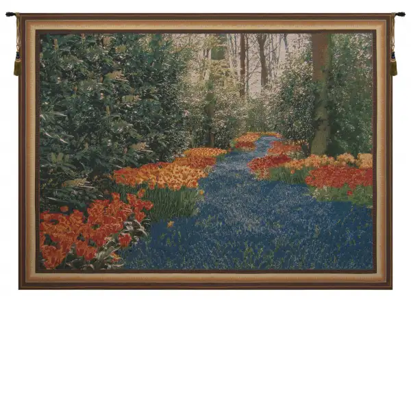 Keukenhof Blue Belgian Tapestry - 69 in. x 48 in. Cotton/Viscose/Polyester by Charlotte Home Furnishings