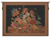 Flora Cotta Black European Tapestry Wall Hanging