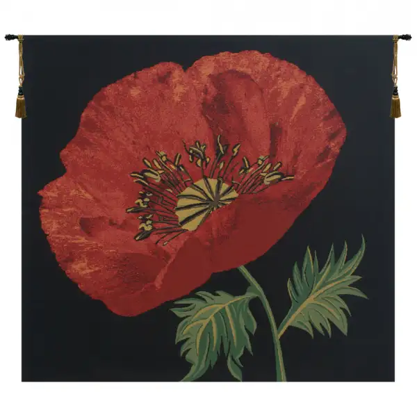 Poppy Red Belgian Tapestry - 33 in. x 31 in. Cotton/Viscose/Polyester by Charlotte Home Furnishings