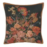 Flora Cotta Black I Belgian Couch Pillow